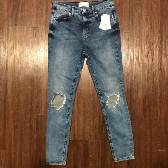 Free People high waisted distressed blue jeans - Picture 4 of 7